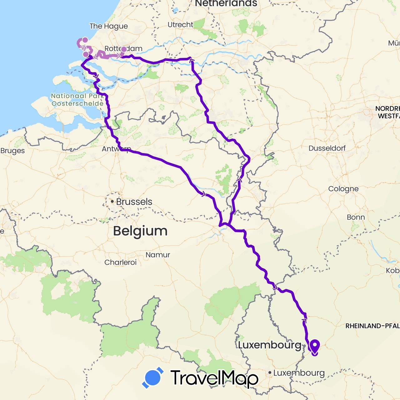TravelMap itinerary: driving, mit wohnwagen, nur mit auto in Germany, Netherlands (Europe)