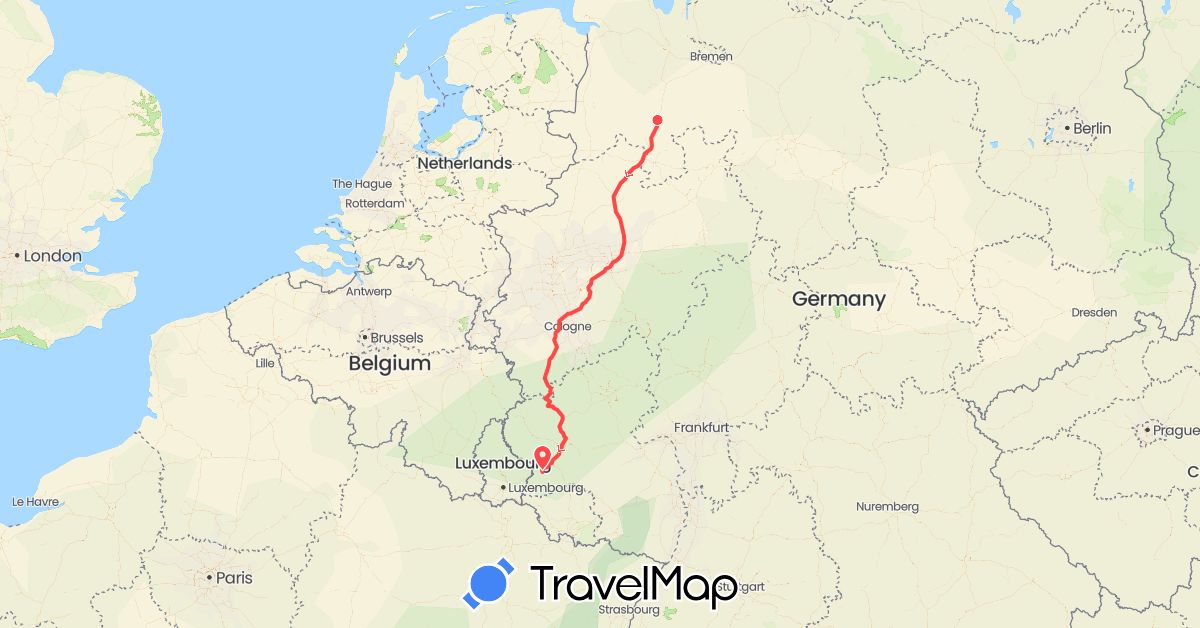 TravelMap itinerary: hiking in Germany (Europe)